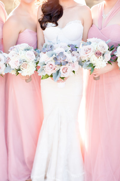 Blush Rose and Succulent Bridesmaid Bouquets Four Seasons Desert Wedding | Amy & Jordan Photography