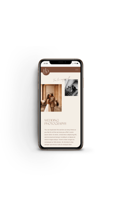 Elegante Showit website template voor trouwfotografen