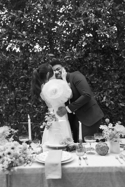 intimate portraits of bride and groom at italian themed garden wedding 