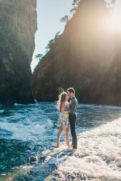 Engaged couple in Washington State.