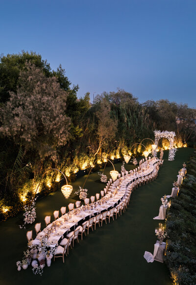 serpentine wedding tablescape outside