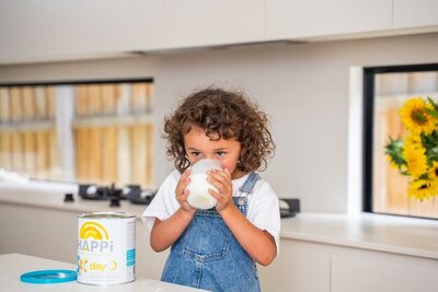 Child drinking milk videography 