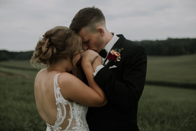 wedding couple holding hands