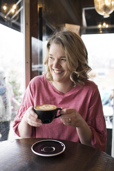 Laura Beaver with coffee