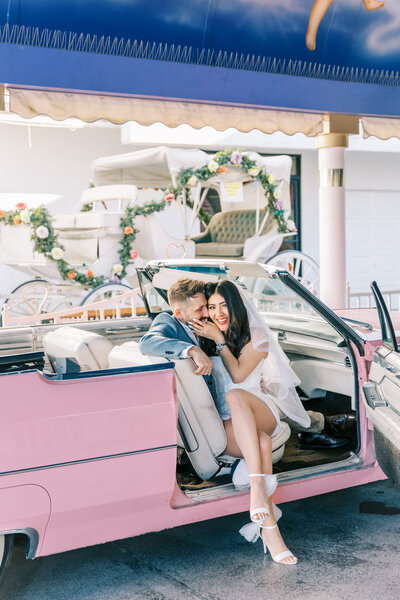 Bride and Groom Kissing  Intimate Wedding Las Vegas