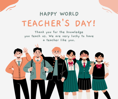 Pastel Orange Happy World Teacher's Day Facebook Post