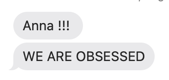 Bride stating they are obsessed with the wedding photos they received