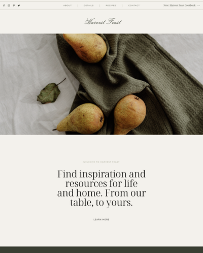 Website mock up of Harvest template