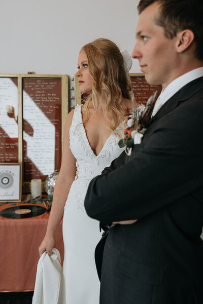 Gif of bride swinging wedding dress