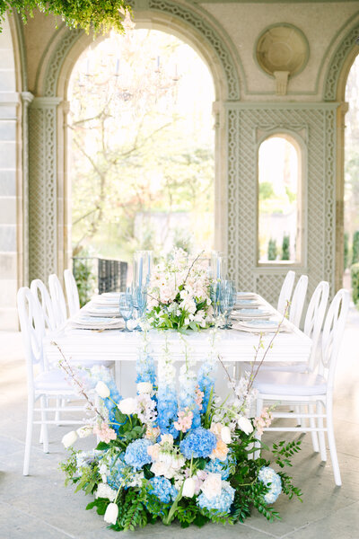 long reception table during a turner hill mansion wedding in ipswich massachusetts
