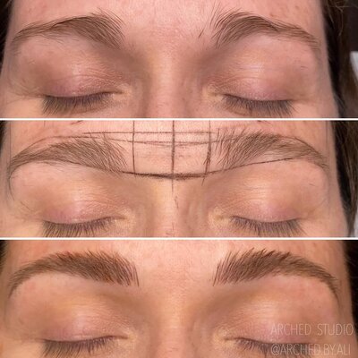 New client microblading services in Gulf Shores, Alabama, at ARCHED Coastal.