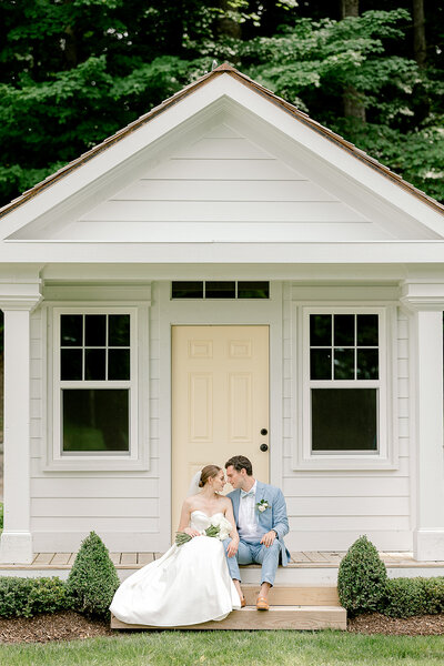 Bride and groom portraits at family farm in Metamora.