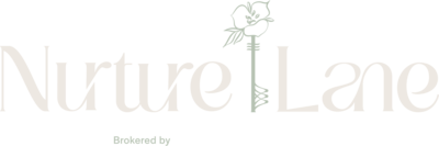 Nurture Lane Realty Logo with an icon of a flower as a key