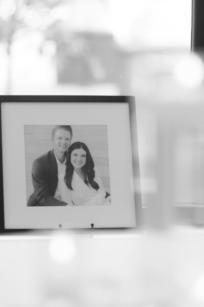 Detail photo of engagement photo in a frame