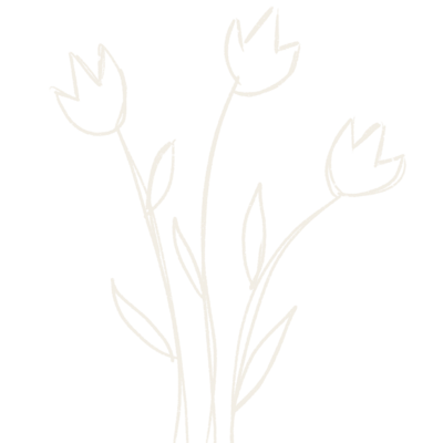 hand-drawn illustration of three tulips in pencil-like texture