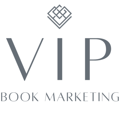 VIP Book Marketing appears in gray, there is a diamond icon that sits above the I in VIP