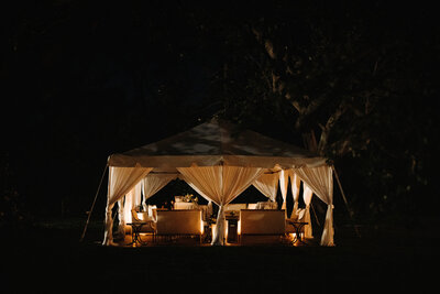 Event tent at night