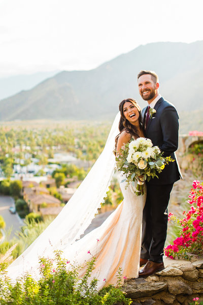 wedding day photography with a view of Palm Springs