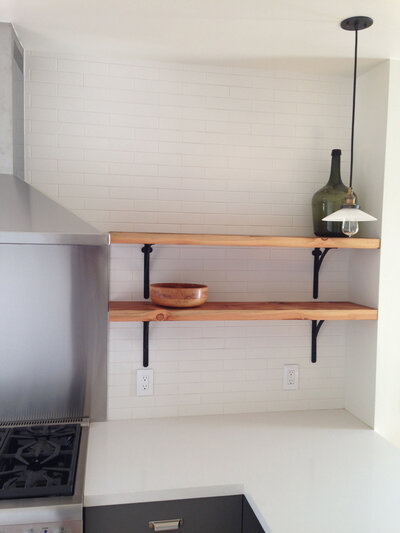 Bright newly renovated kitchen with lovely white tilework
