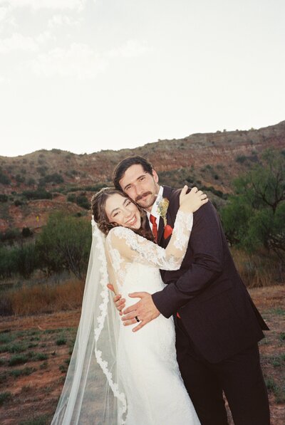 bride and groom portrait at their national park wedding in texas
