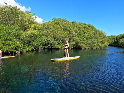 Caroline Weiss paddle boarding and connecting with nature