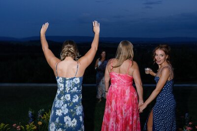 A bride toasting with her wedding party