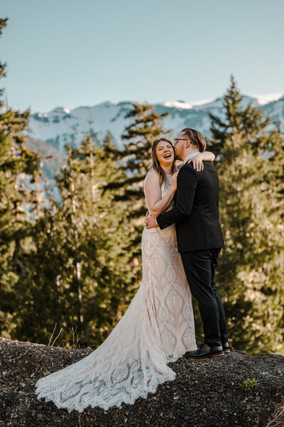 laughing married couple at mount rainier