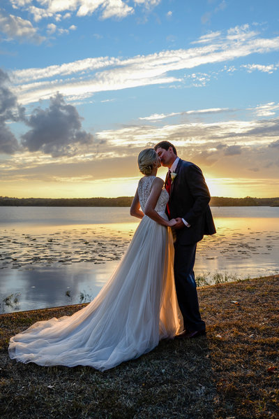 Wedding at sunset bride and groom by Allison Burton Photography