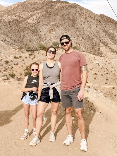 Family photo on hike in Palm Springs