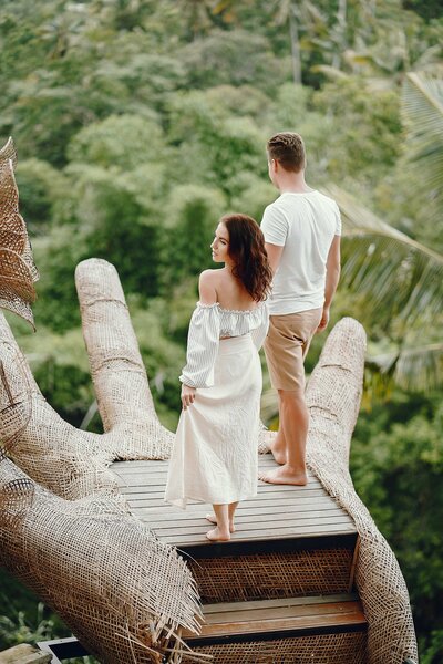 bride and groom enjoy time in Bali after elopement