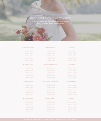 The Showit wedding vendor guide template for photographers and creatives.