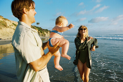 Honest, cinematic family portrait on film in natural light.