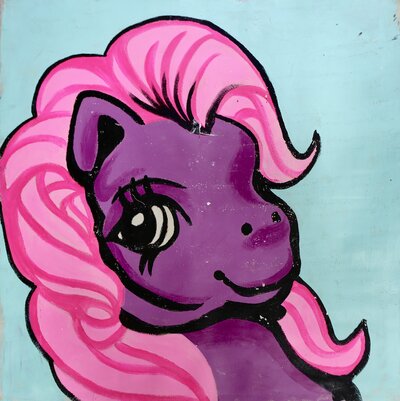 Brent Ray Fraser My Little Pony Penis Unicorn Back of Trump Gag Portrait Penis Painting 2016 - 02