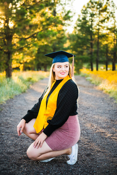 Julia Romano Photography Flagstaff senior graduation photography NAU Northern Arizona University Buffalo Park cap pine trees