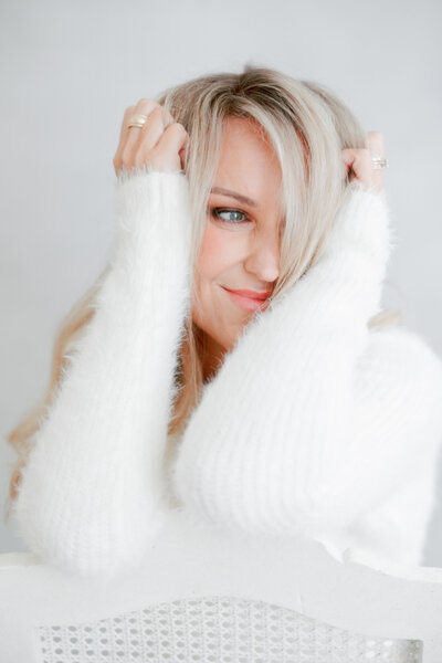 laughing woman in boudoir photos