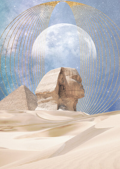 Sphinx and moon collage