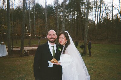 Film photo of Victoria Barclay, photographer at Through Victoria's Lens, and her husband on their wedding day