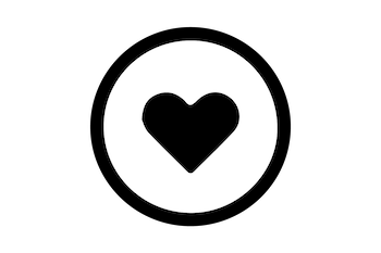 Black and white illustration of a heart emoji