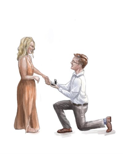 Watercolor portrait of a proposal