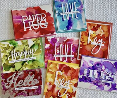 Positively Jane crafts that were created using alcohol ink designs
