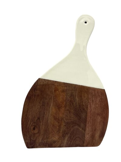 Serveerplank in mangohout in kleur crème 
