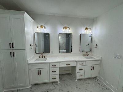 Beautifully remodeled white bathroom.