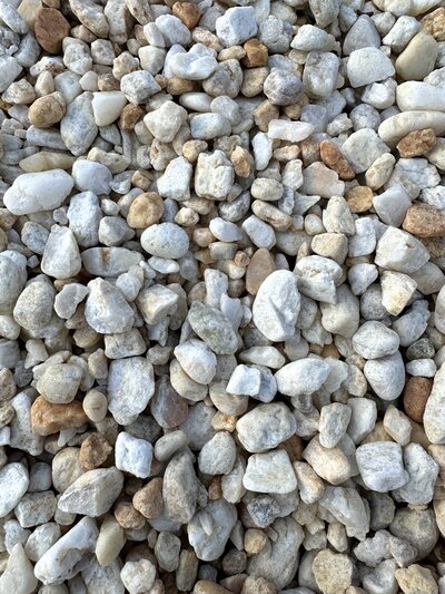 Decorative white rock 1-Eastern-Shore-River-Rock-Pea-Gravel for pick up or delivery in Westmoreland County, PA.
