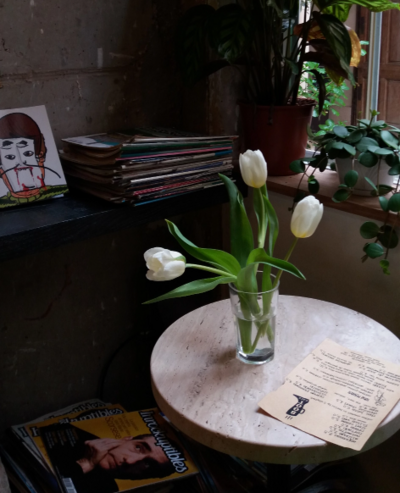 Aesthetic Table with Tulips