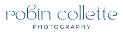 Teal text logo that reads Robin Collette Photography