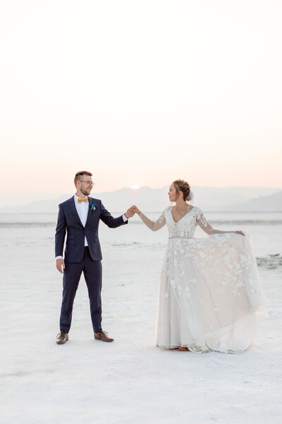 Elopement at the salt flats in utah 
