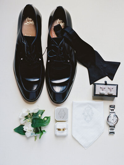 Grooms shoes and luxury details for a New England wedding