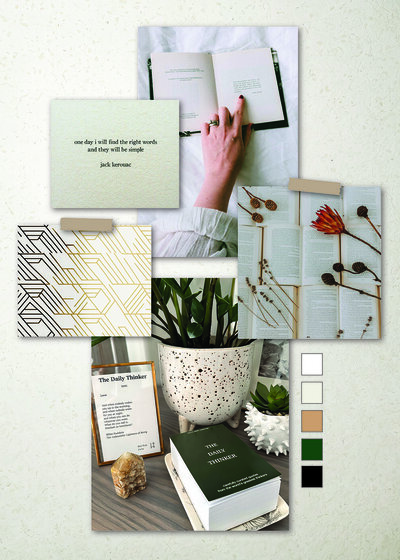 Mood board for The Daily Thinker Website design