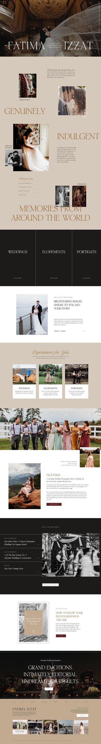 Showit website for Fatima Izzat Photography, a destination wedding photographer