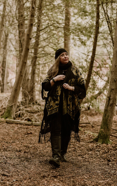 woman walking peacefully in nature